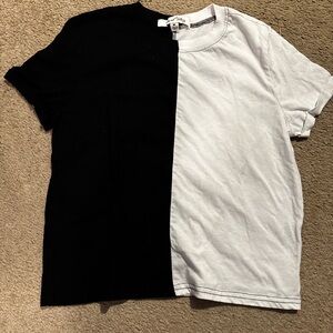 Half Black Half White Split Tee